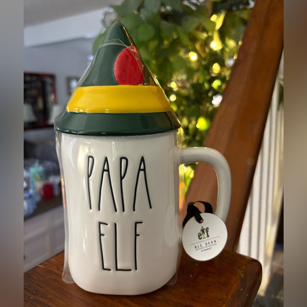 COPY - NWT Rae Dunn PAPA ELF Mug with Hat Topper